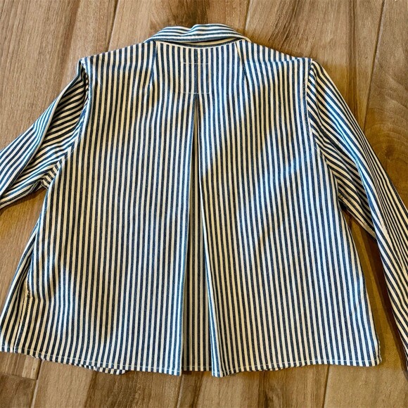 Madewell Chore Utility Jacket Womens M Blue White Stripe Workwear Pockets - Picture 3 of 6